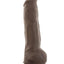 Au Naturel Big Boy Dildo with Balls - Chocolate - 10in