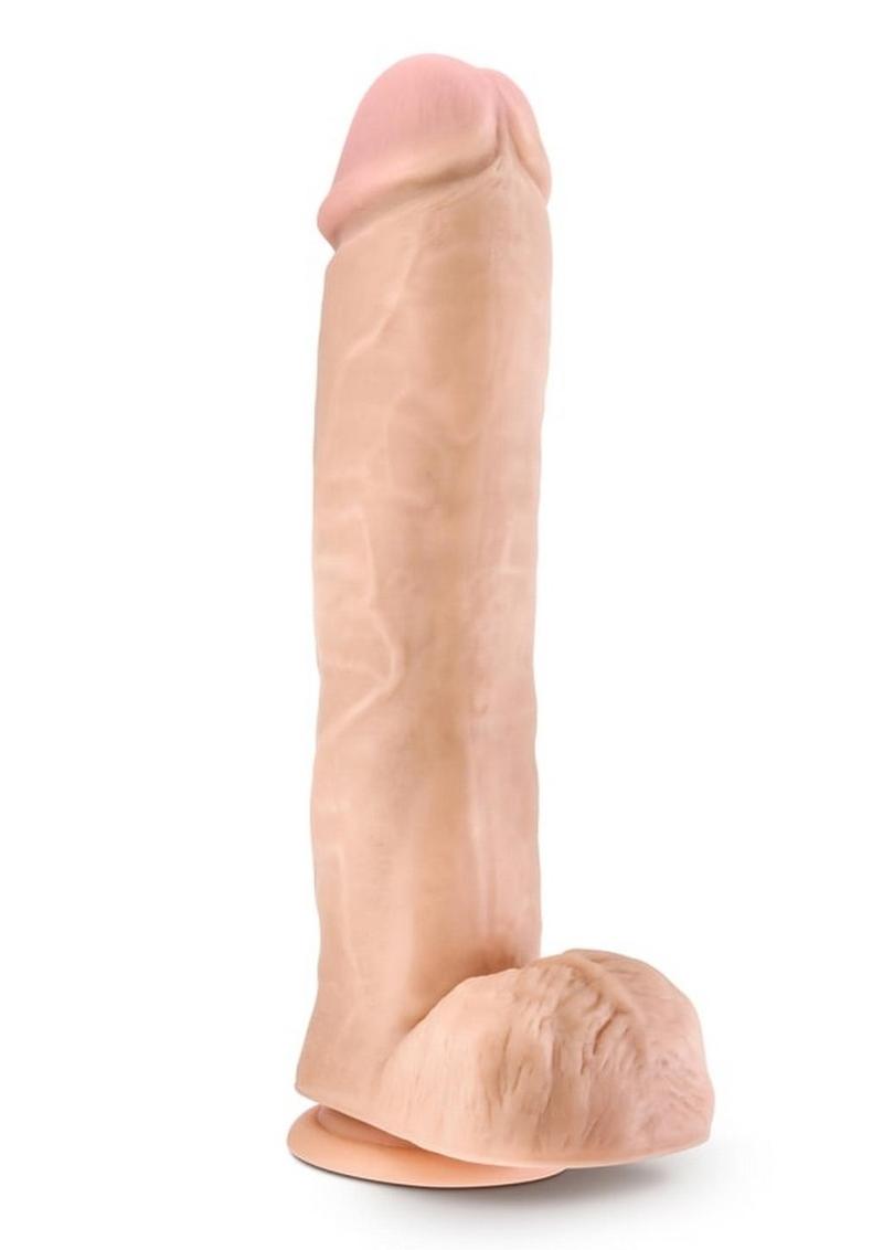 Au Naturel Big John Sensa Feel Dual Density Dildo with Balls - Vanilla - 11.5in