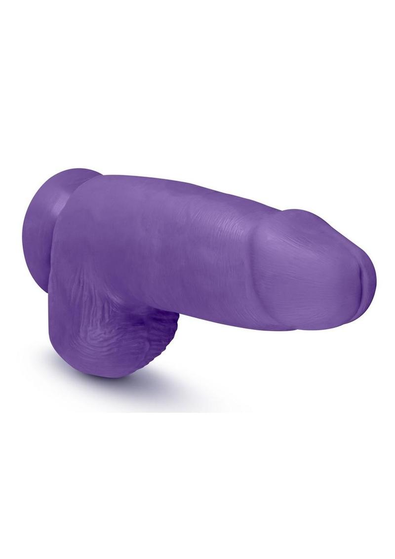 Au Naturel Bold Chub Dildo with Suction Cup and Balls - Purple - 10in