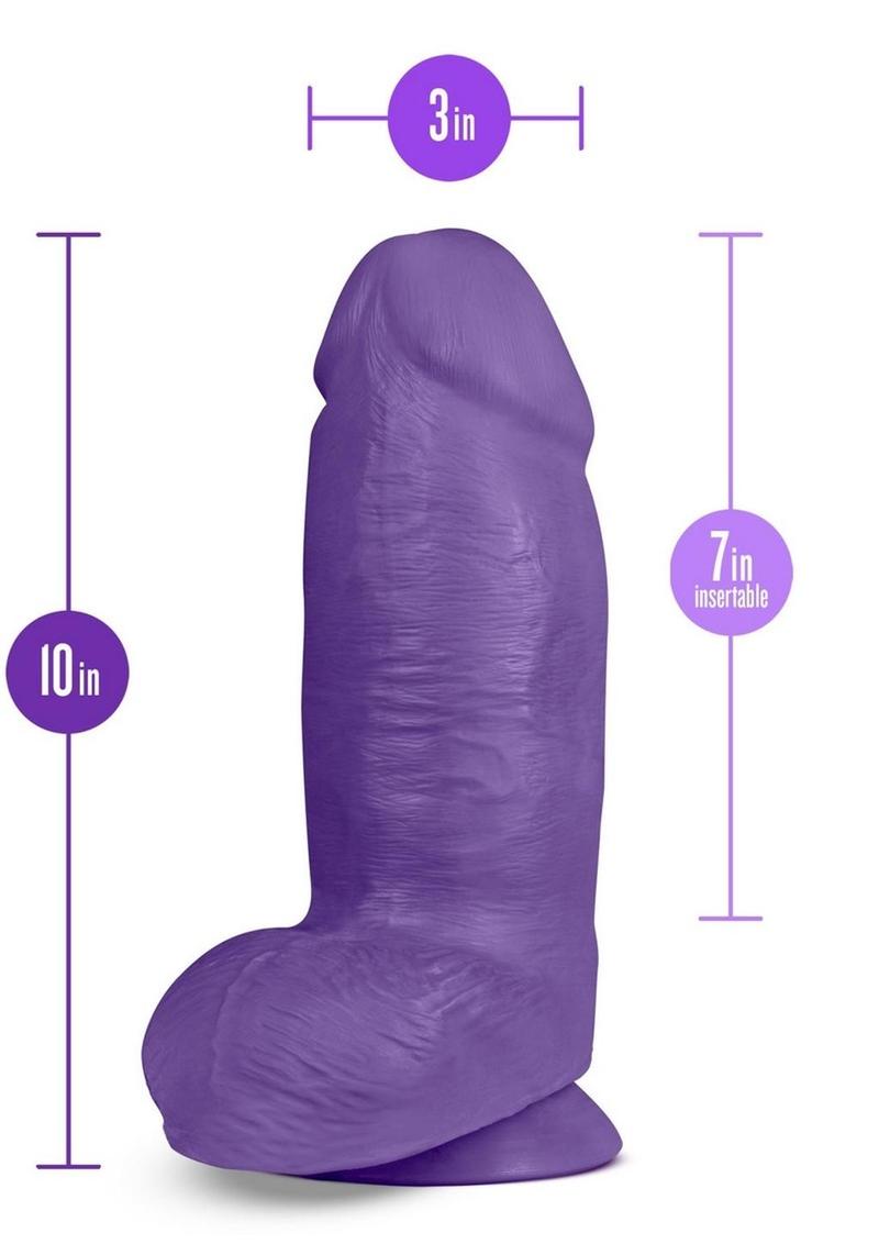 Au Naturel Bold Chub Dildo with Suction Cup and Balls - Purple - 10in