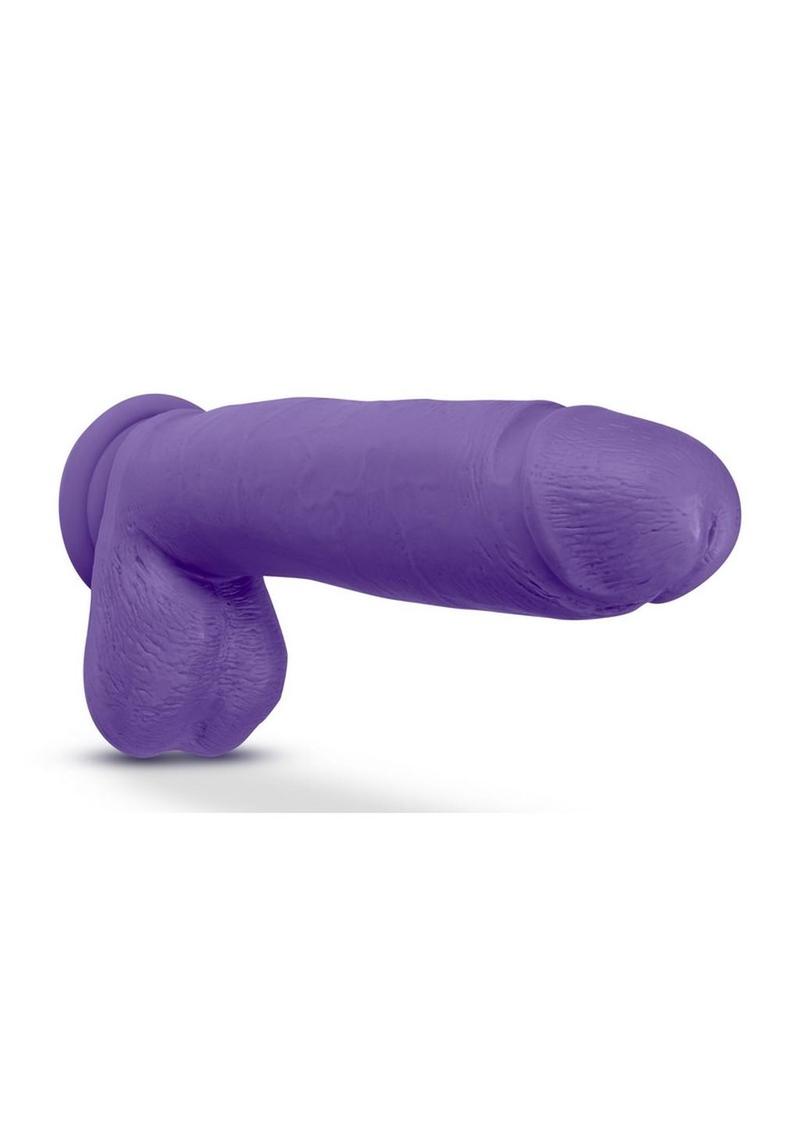 Au Naturel Bold Huge Dildo with Suction Cup and Balls - Purple - 10in