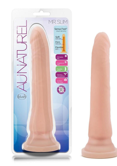 Au Naturel Mr. Slim Dildo - Flesh/Vanilla - 9.5in