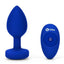 B-Vibe Vibrating Jewel Plug Rechargeable Silicone Anal Plug with Remote - Navy Blue - Large/XLarge
