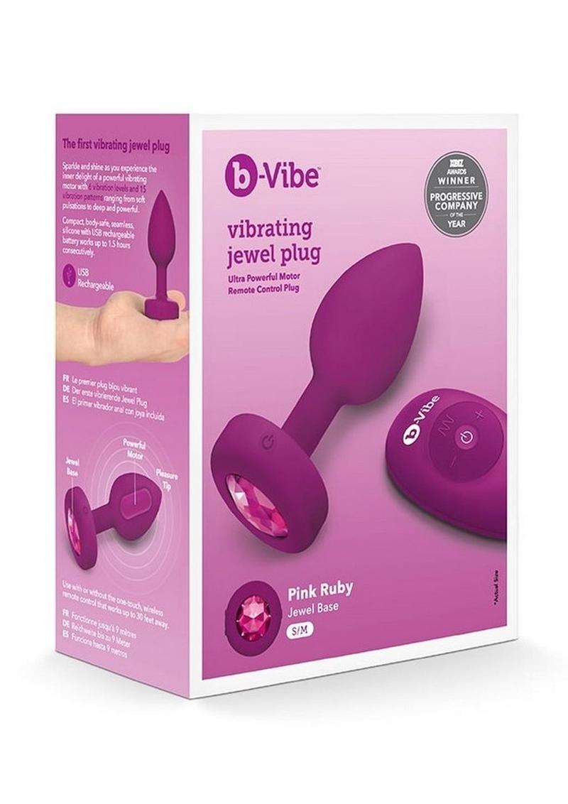 B-Vibe Vibrating Jewel Plug Rechargeable Silicone Anal Plug with Remote