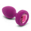 B-Vibe Vibrating Jewel Plug Rechargeable Silicone Anal Plug with Remote - Fuchsia - Medium/Small
