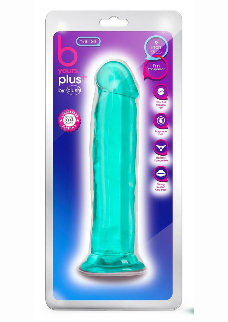 B Yours Plus Thrill N' Drill Realistic Dildo - Teal - 9.5in