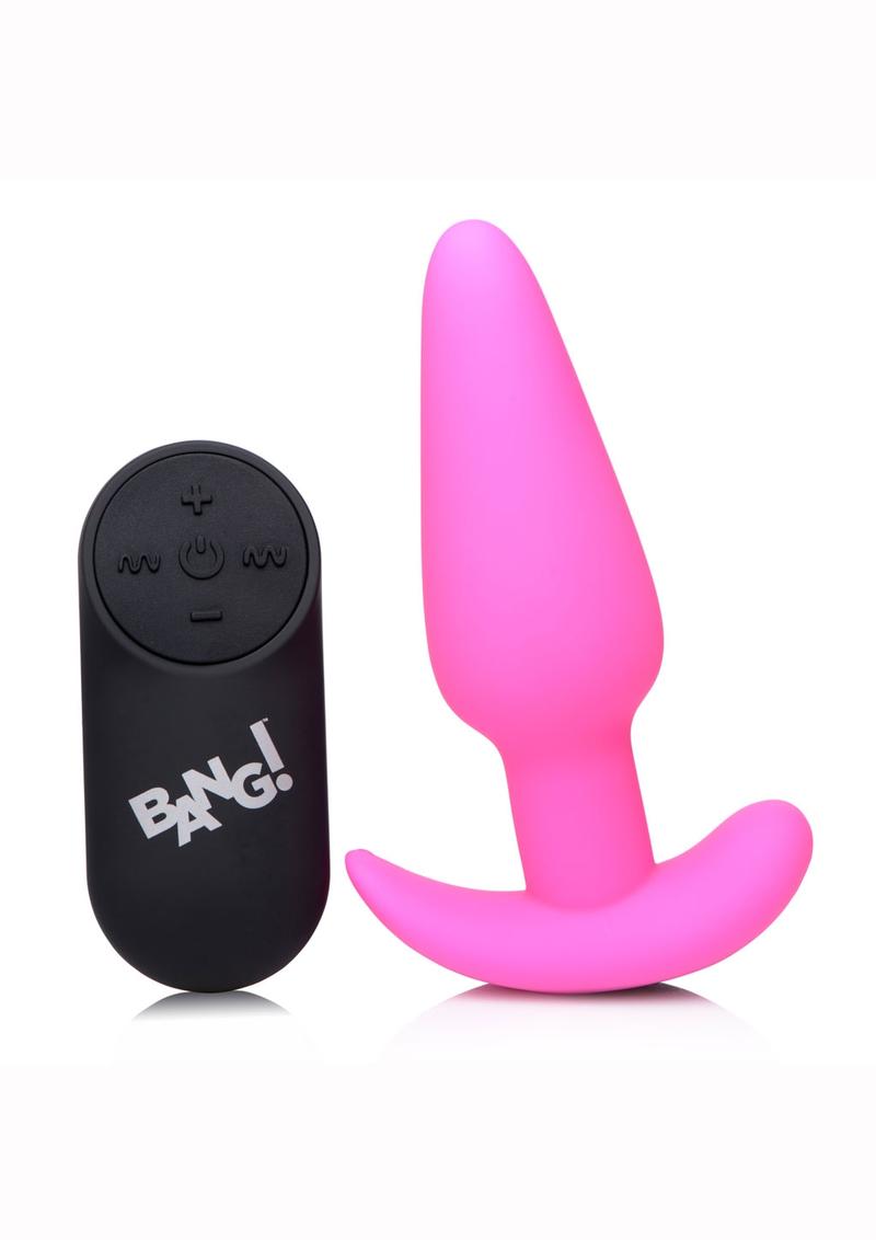 Bang! 21x Vibrating Silicone Rechargeable Butt Plug with Remote Control - Pink