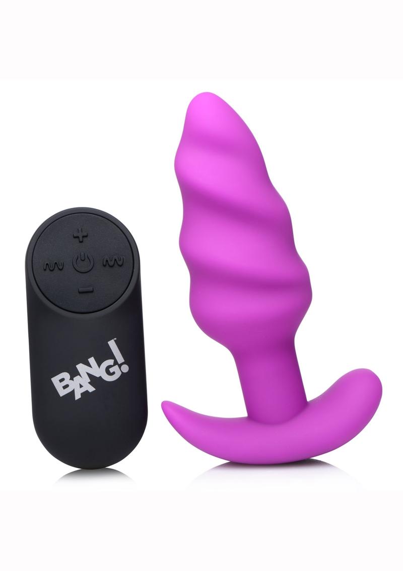 Bang! 21x Vibrating Silicone Rechargeable Swirl Butt Plug with Remote Control