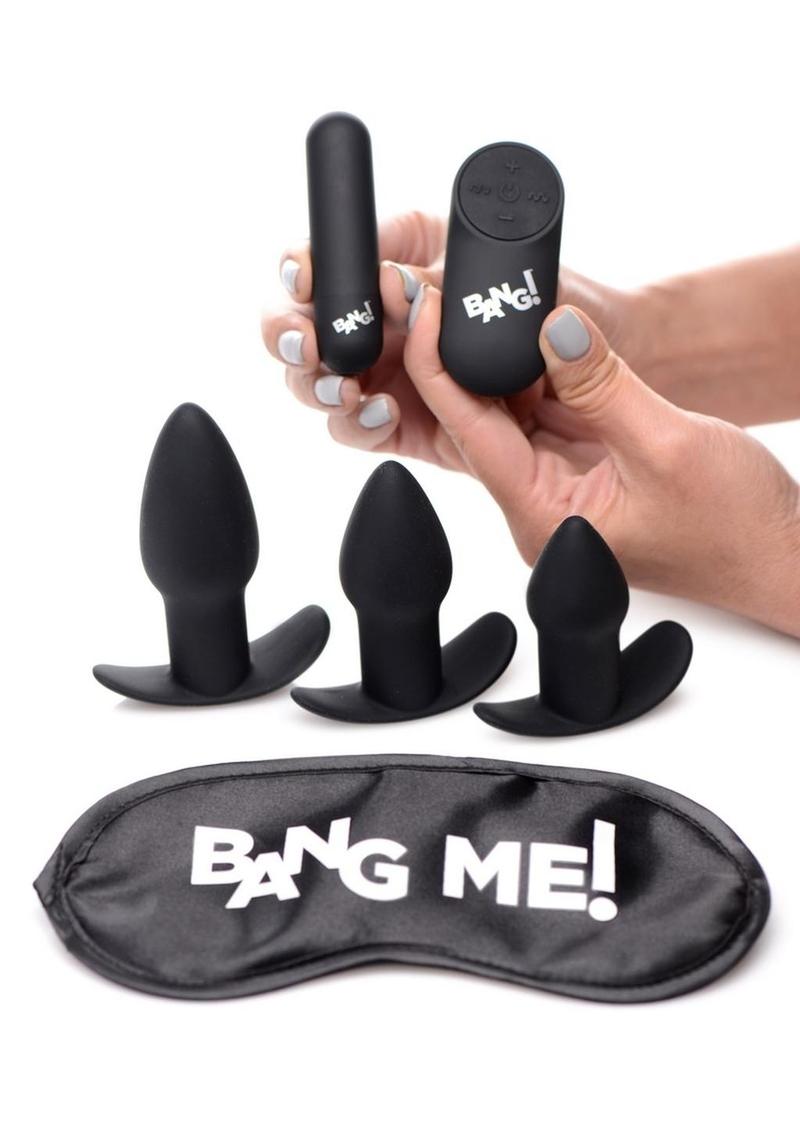 Bang! Backdoor Adventure Rechargeable Silicone Butt Plug Kit - Black - Set Of 5