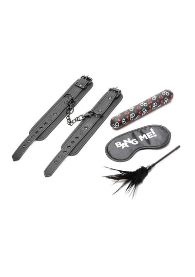 Bang! Bondage Kit - XL Bullet, Cuffs, Tickler, and Blindfold - Black