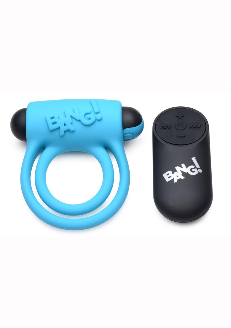 Bang! Silicone Rechargeable Cock Ring and Bullet with Remote Control