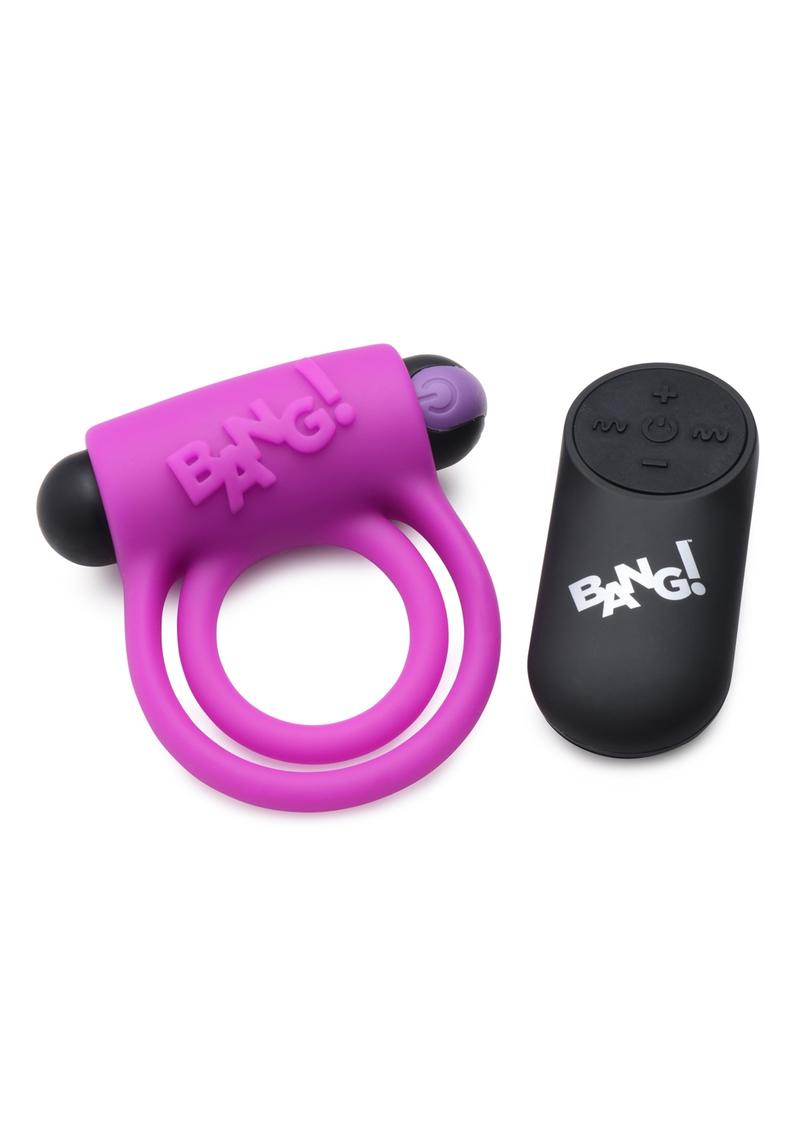 Bang! Silicone Rechargeable Cock Ring and Bullet with Remote Control