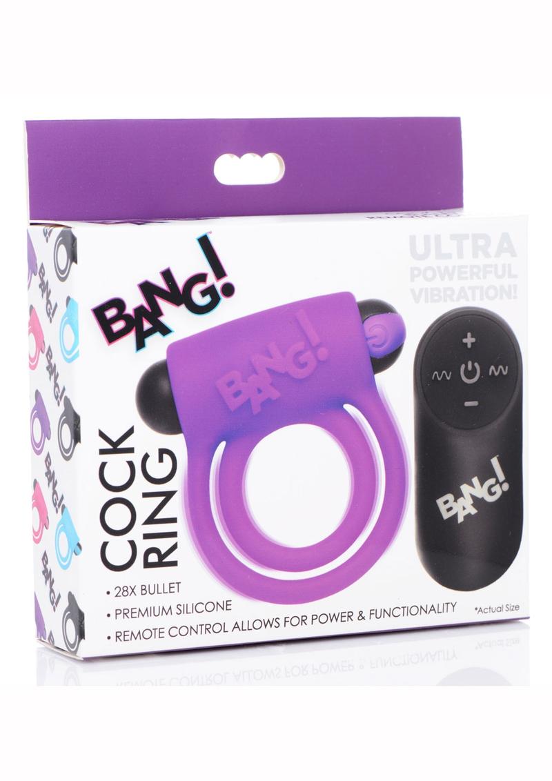 Bang! Silicone Rechargeable Cock Ring and Bullet with Remote Control