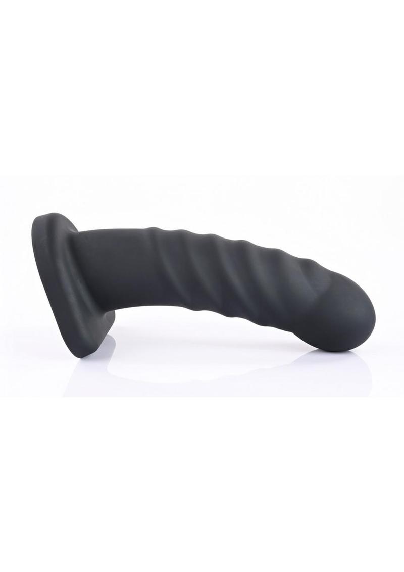 Banx Ribbed Hollow Dildo - Black - 8in