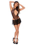 Barely Bare Halter Teddy and Skirt - Black - One Size