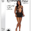 Barely Bare Halter Teddy and Skirt - Black - Plus Size/Queen