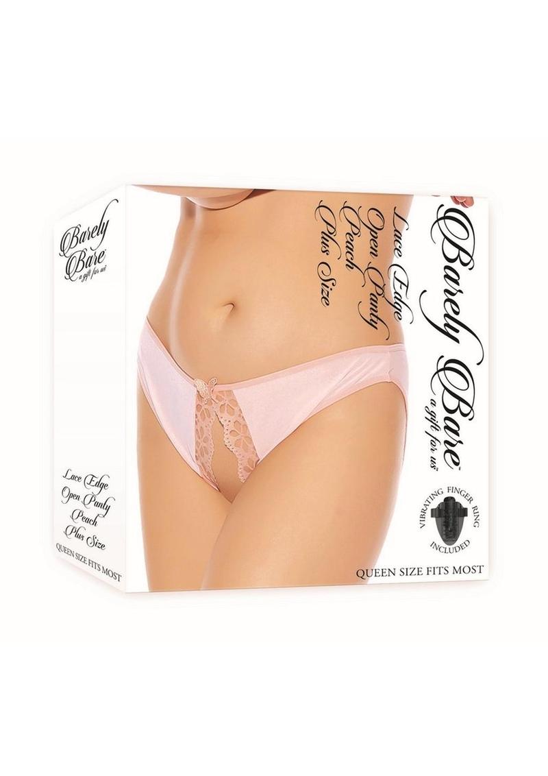 Barely Bare Lace Edge Open Panty - Peach/Pink - Plus Size/Queen