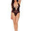 Barely Bare Strappy Plunging Teddy - Black - Plus Size/Queen