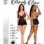 Barely Bare Tie-Back Baby Doll Teddy and Thong - Black - Plus Size/Queen