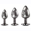 Black Gem Anal Plug - Black/Metal - 3 Piece Set/Set