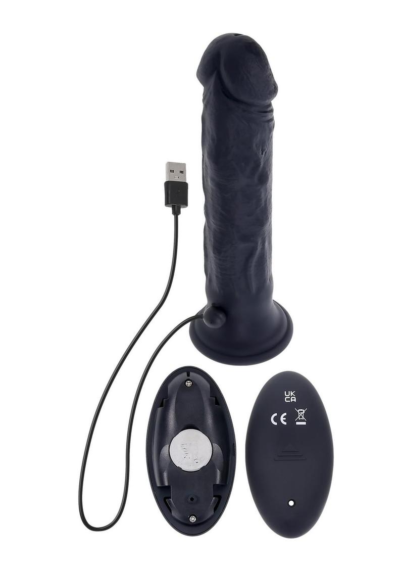 Black Thunder Rechargeable Silicone Dildo with Remote