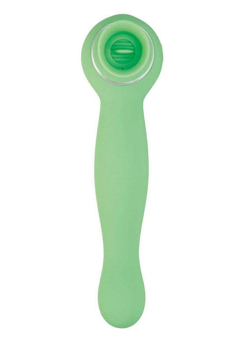 Blaze Luscious Licker Rechargeable Silicone Dual End Vibrator - Green/Mint