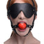 Blindfold Harness with Ball Gag - Black/Red