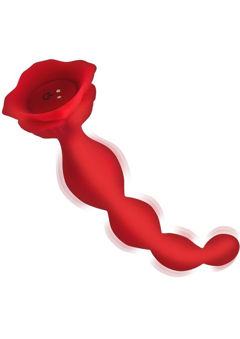 Bloomgasm Beaded Bloom 9x Rechargeable Silicone Beaded Rose Anal Vibrator - Red