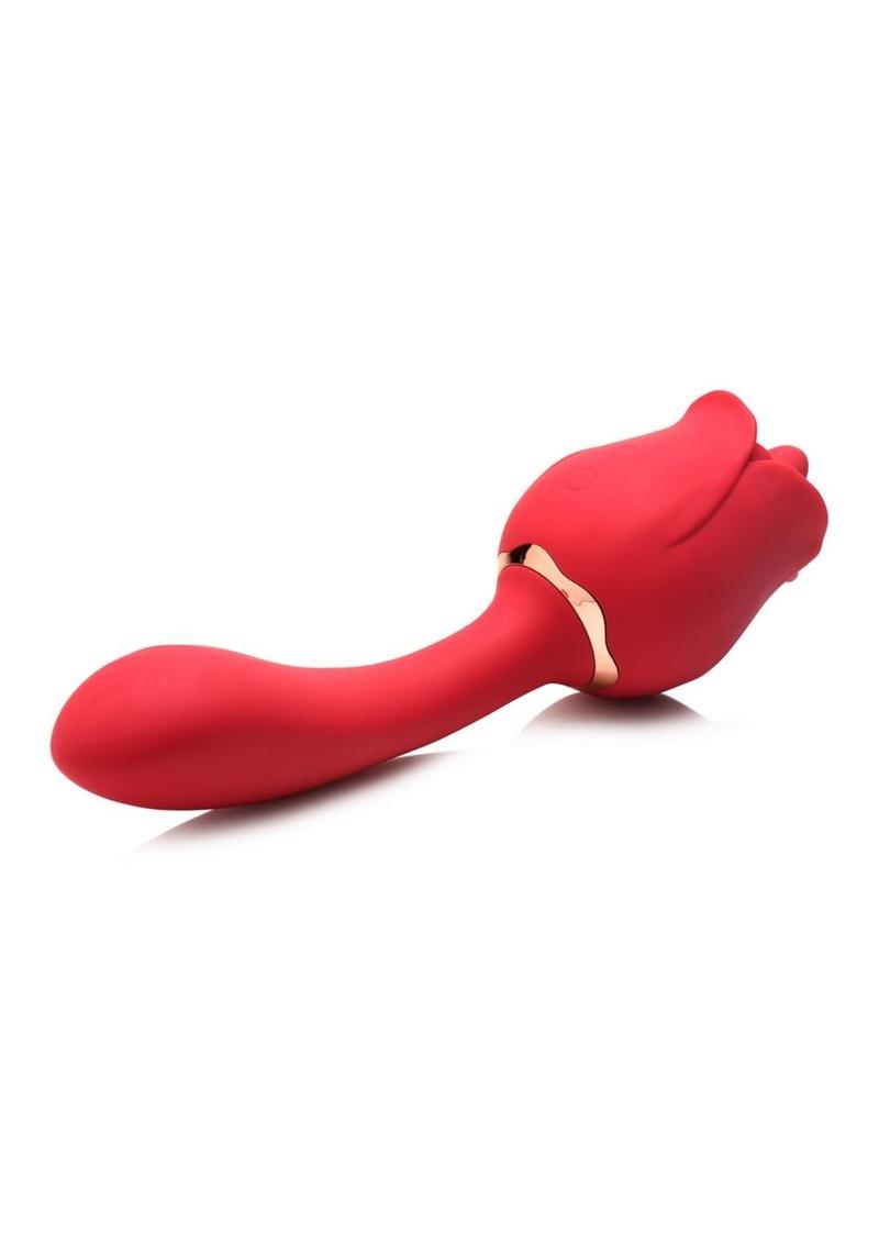 Bloomgasm Regal Rose Licking Rose Silicone Clitoral Vibrator - Red