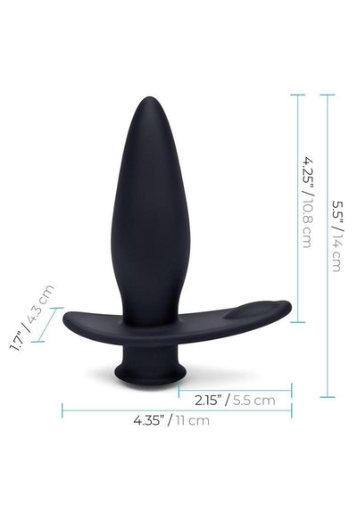 Blue Line Pointer Silicone Deep Drilling Remote Controlled Butt Plug - Black