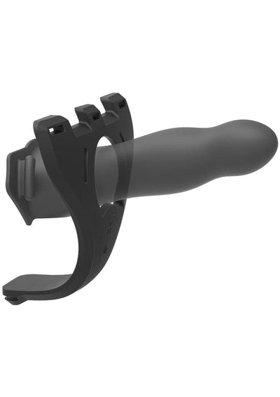 Body Extensions Be Aroused Silicone Strap-On Rechargeable Vibrating Harness with Slim Dildo and Remote - Black - 7in - 2 Piece Set