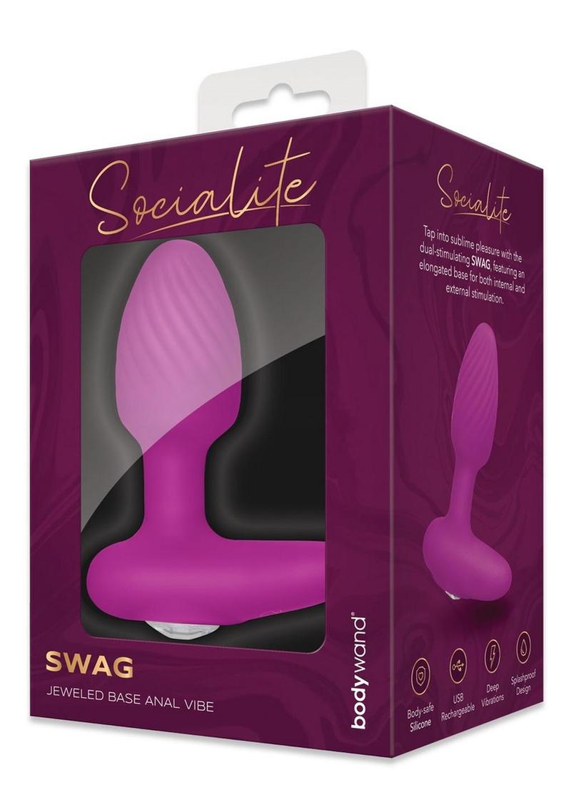 Bodywand Socialite Swag Rechargeable Silicone P-Spot Vibrator - Gold/Purple