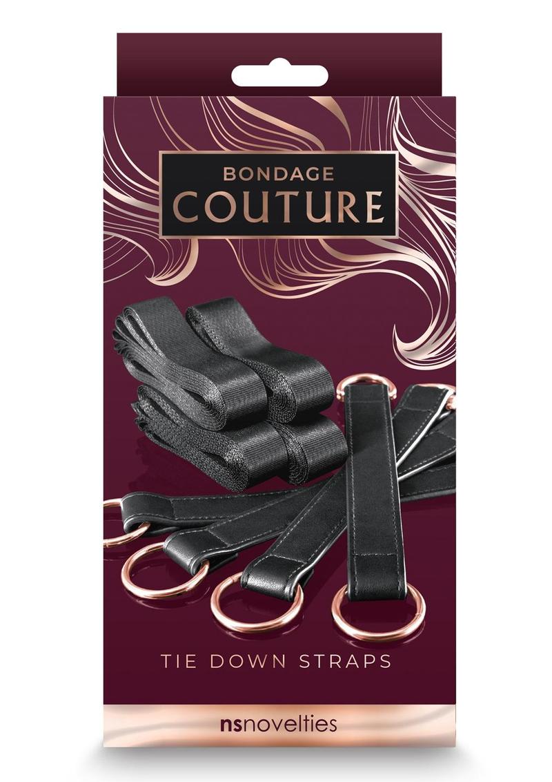 Bondage Couture Pu Leather Tie Down Straps - Black