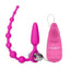 Booty Call Booty Double Dare Silicone Vibrating Butt Plug with Anal Beads - Pink