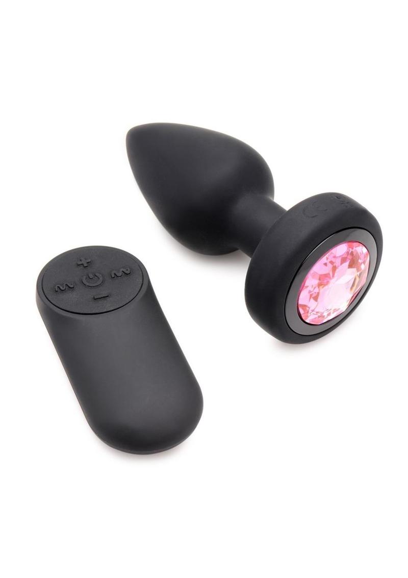 Booty Sparks 28x Rechargeable Silicone Vibrating Gem Anal Plug with Remote Control