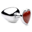 Booty Sparks Gemstones Red Jasper Heart Anal Plug - Metal/Red - Large