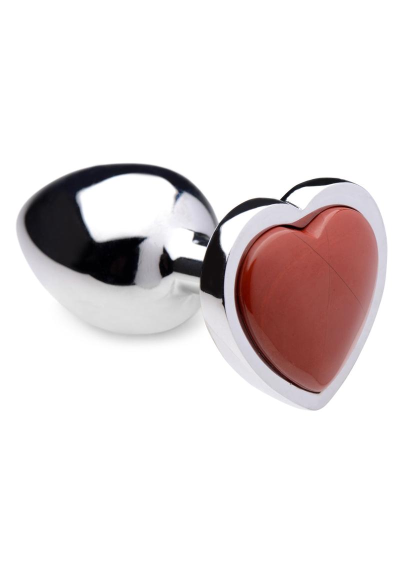 Booty Sparks Gemstones Red Jasper Heart Anal Plug