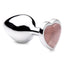 Booty Sparks Gemstones Rose Quartz Heart Anal Plug - Metal/Pink - Medium