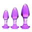 Booty Sparks Glitter Gem Anal Plug - Purple - Large/Medium/Small - 3pc/Set