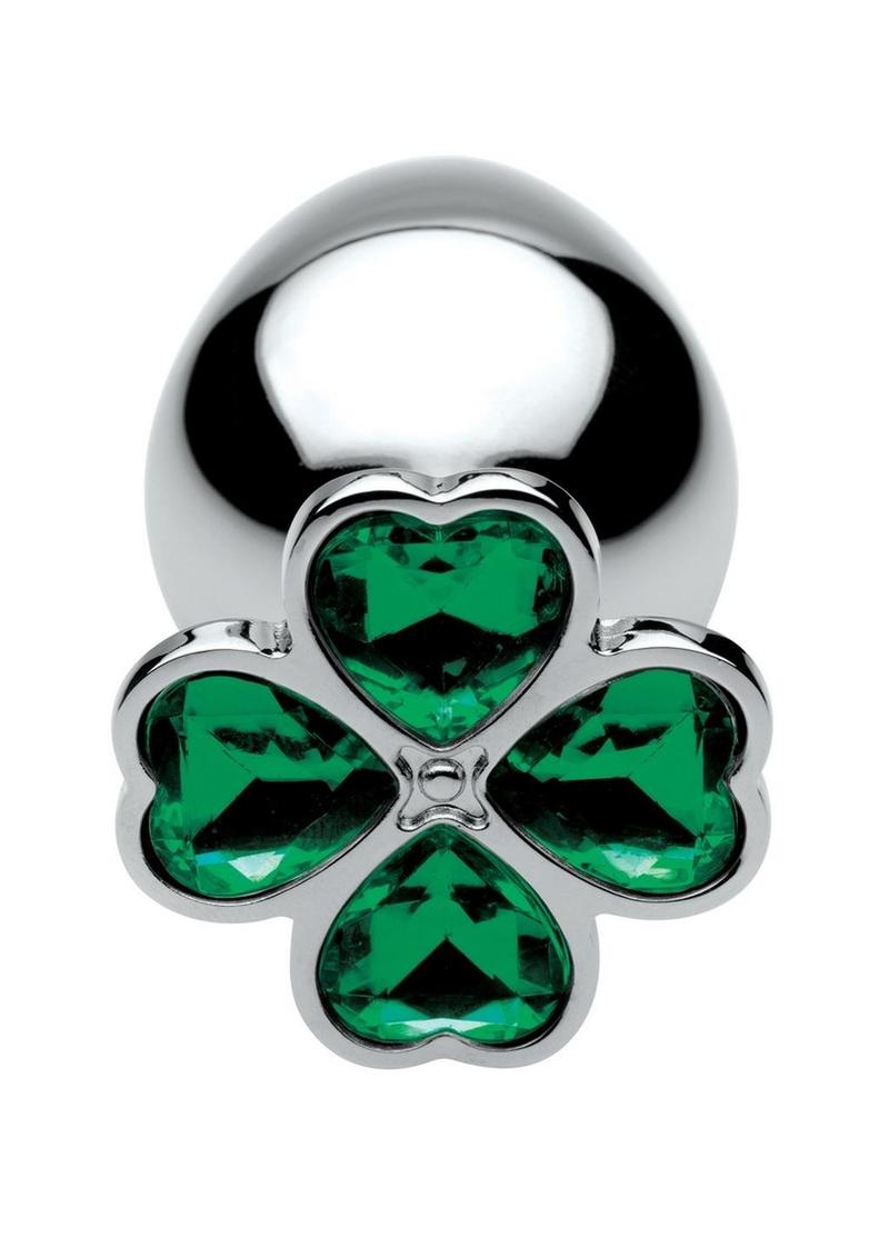 Booty Sparks Lucky Clover Gem Large Anal Plug - Green - Large