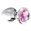 Booty Sparks Pink Gem Glass Anal Plug - Clear/Pink - Large