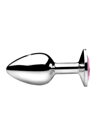 Booty Sparks Pink Gem Small Anal Plug - Metal/Pink - Small