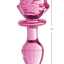 Booty Sparks Pink Rose Glass Anal Plug - Pink - Medium