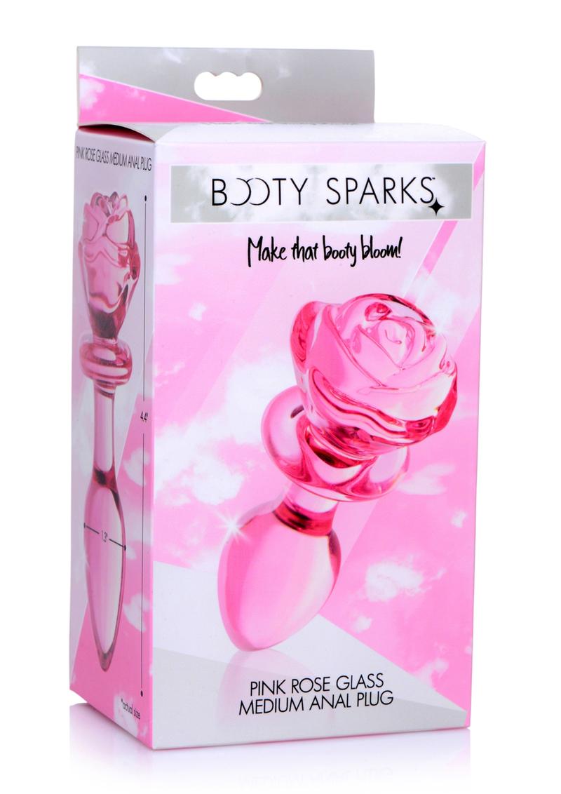 Booty Sparks Pink Rose Glass Anal Plug