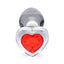 Booty Sparks Red Heart Glass Anal Plug - Clear/Red - Medium