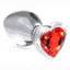 Booty Sparks Red Heart Glass Anal Plug - Clear/Red - Medium