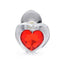 Booty Sparks Red Heart Glass Anal Plug - Clear/Red - Small