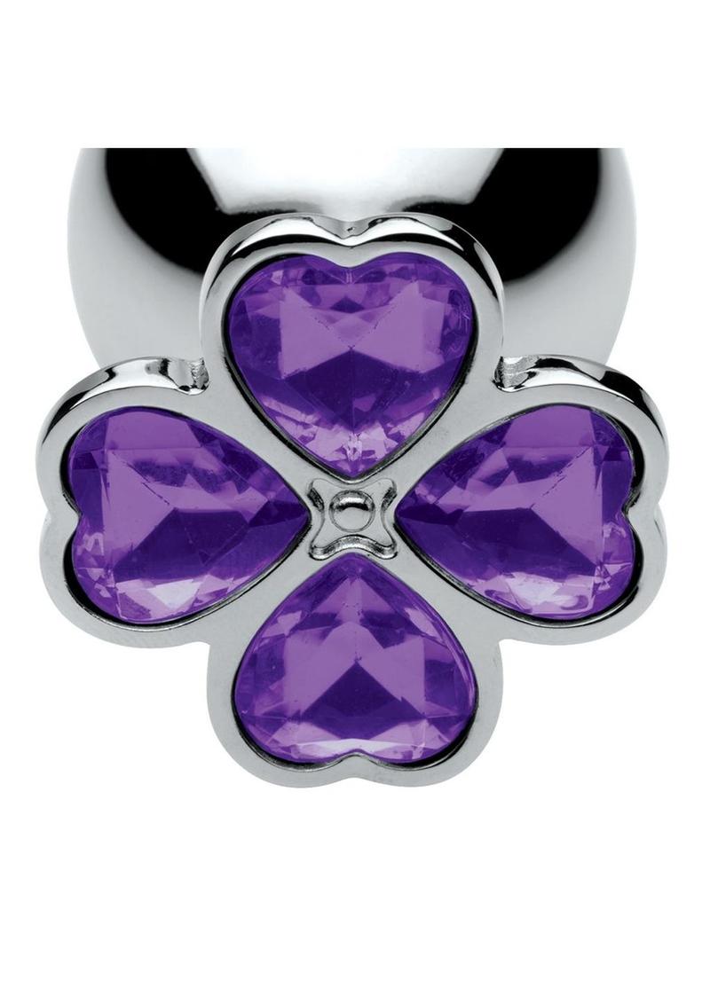 Booty Sparks Violet Flower Gem Anal Plug - Purple/Silver - Set