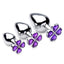 Booty Sparks Violet Flower Gem Anal Plug - Purple/Silver - Set