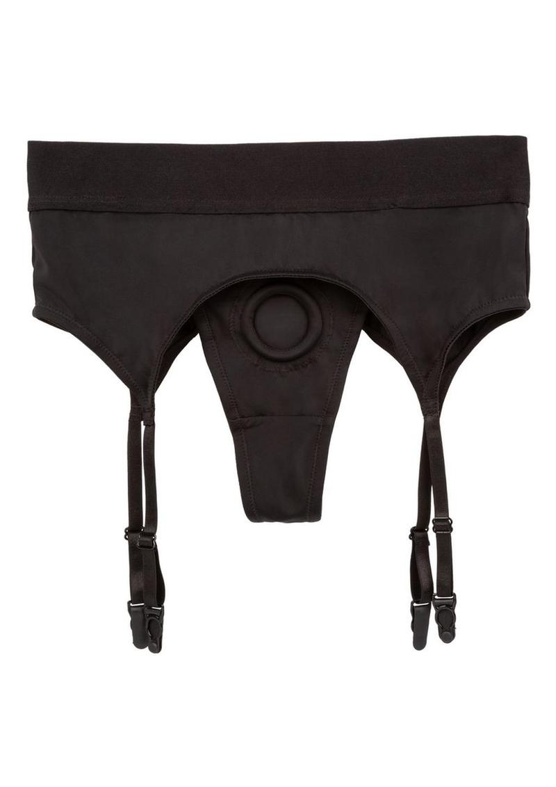 Boundless Thong with Garter Harness - Black - 3XLarge/XXLarge